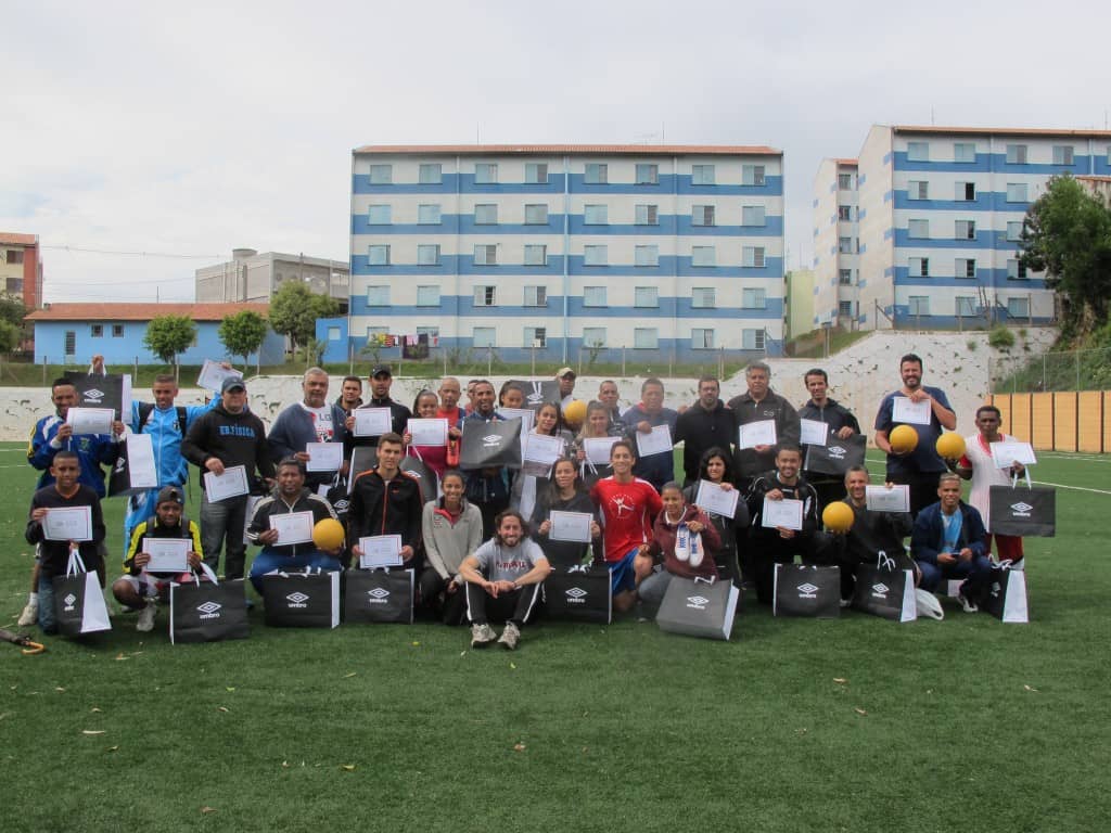 Futebol Social and Coaches Across Continents celebrating in Campo Limpo!